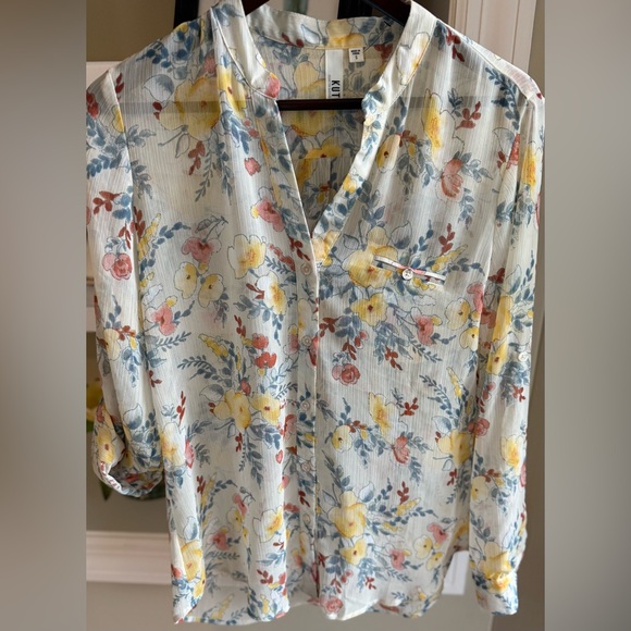 Kut from the Kloth Jasmine sheer floral blouse Sz S - Picture 2 of 12